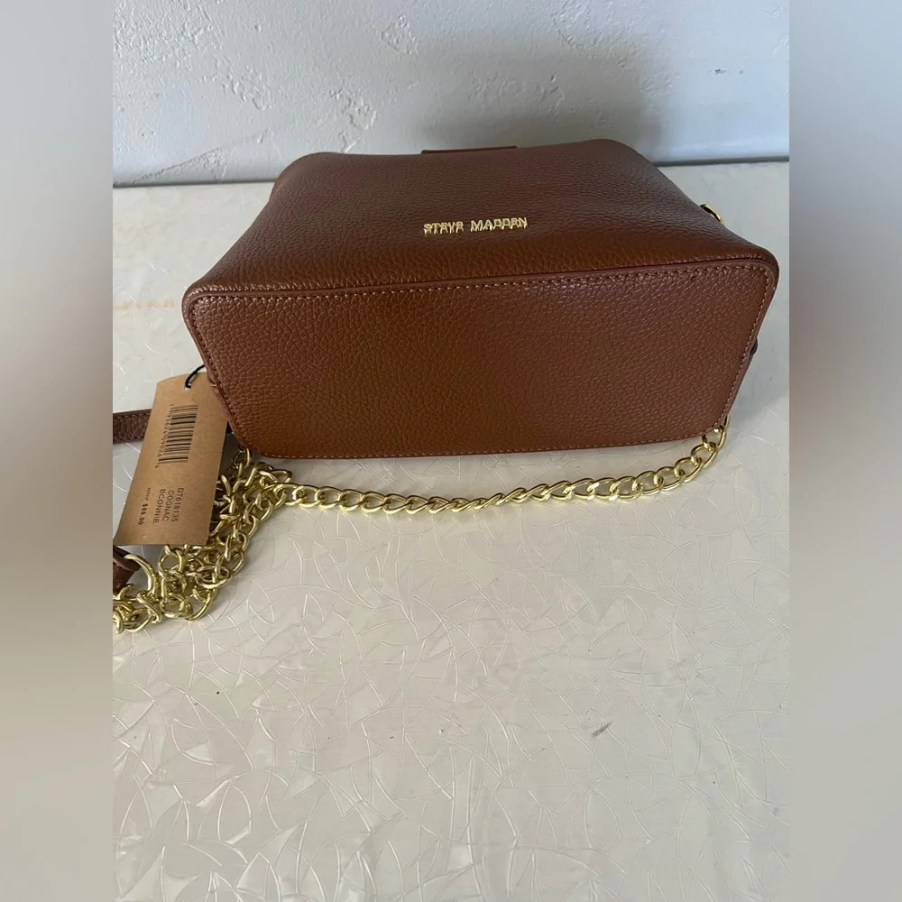 STIVE MADDEN Brown Leather Chain Strap Bag